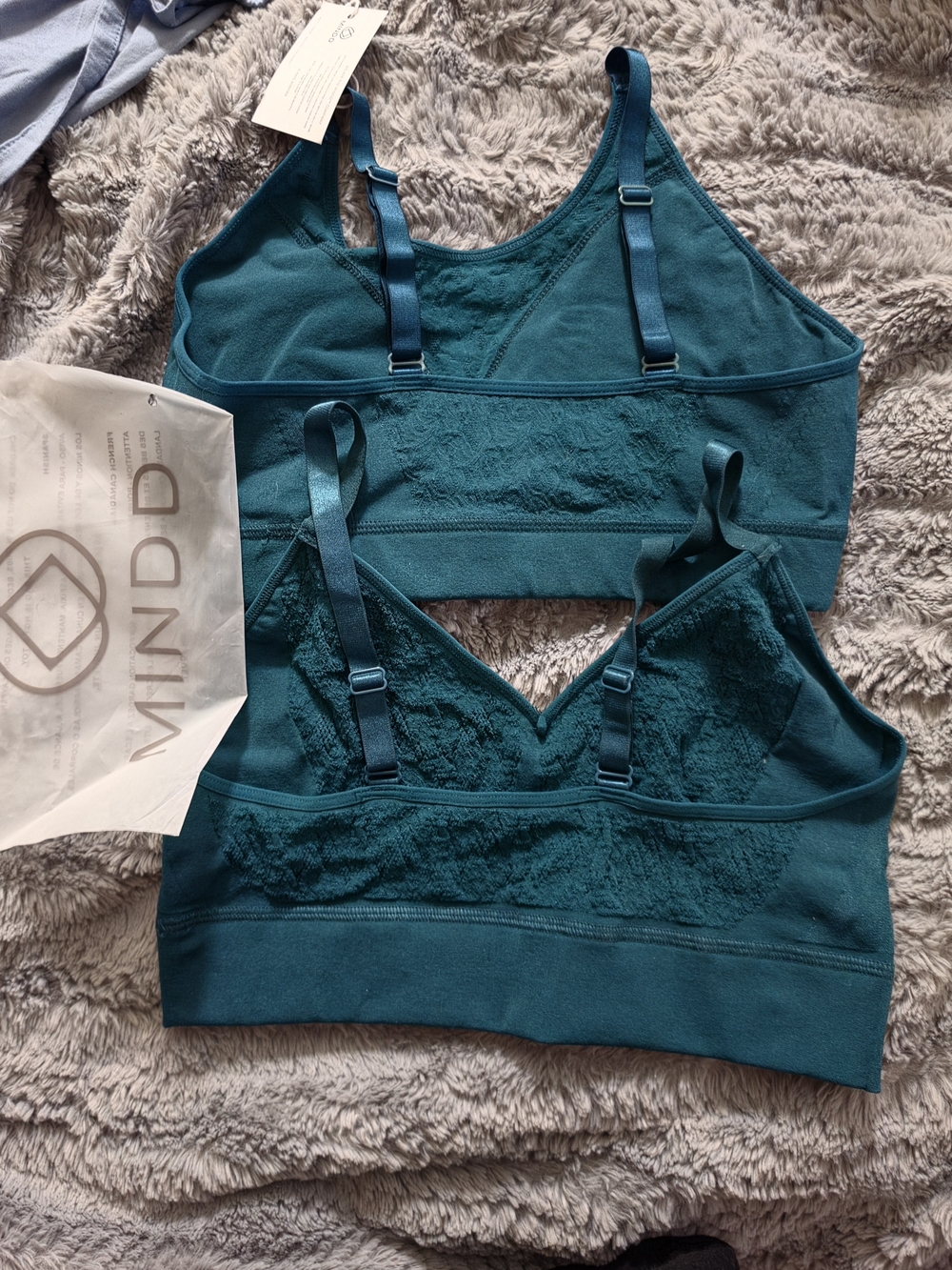Mindd sz4 Teal Lace-Trim Bralettes